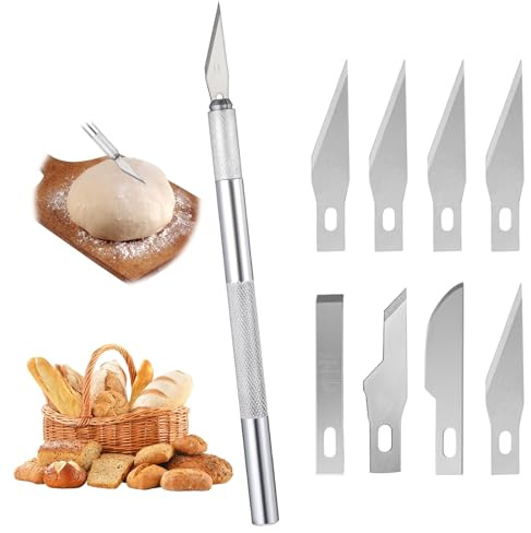 Molain Bread Lame, Dough Scoring Tool Kit with 8 High-Carbon Steel Blades, Manual Bread Slicer & Cutter for Sourdough Baking Accessories