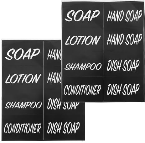 VILLCASE Wasserfeste Etiketten Badezimmer zur Einfachen Organisation von Shampoo und Seife 2 Blatt Papieraufkleber im Modernen Design Abnehmbare Etiketten für Duschtaschen
