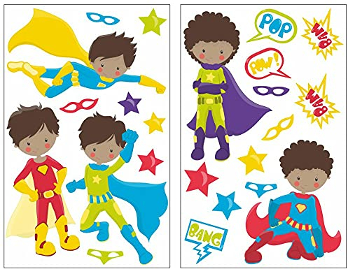 Samunshi® 23x Wandtattoo Superhelden Set Wandbilder Kinderzimmer Deko Junge Wandtattoo Kinderzimmer Mädchen Wandsticker Kinderzimmer 2x 41x66cm