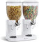 Double Cereal Dispenser Dry Food White/Black Plastic Canister Fresh & Easy (White) Designed to Preserve Freshness and Flavour