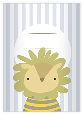 Kartenkaufrausch 2 Süße Streifen DIN A5 Schulhefte, Schreibhefte mit kleinem Löwen in blau Lineatur 2 (liniertes Heft)