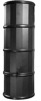 Polytank Wassertonnen-Set mit Ständer, Umsteller und Wasserhahn, platzsparend, 110 l, Schwarz