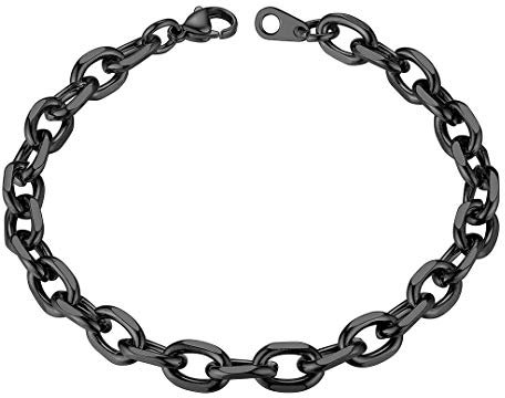 ChainsHouse Ankerkette Armband Schwarz Herren Rolokette Armkette 7mm/21cm