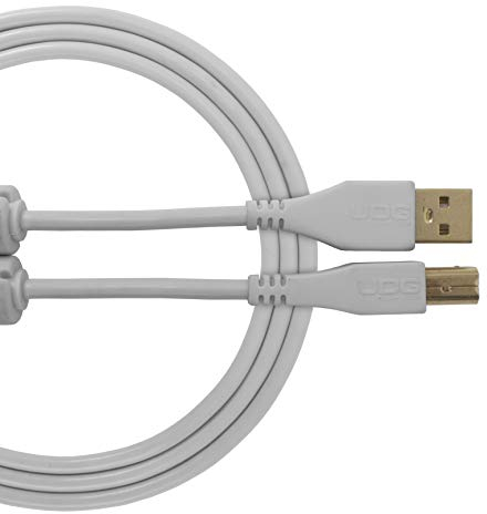 UDG U95001WH Cable USB 2.0 (A-B) - High-speed Audio Optimized USB 2.0 A-Male to B-Male cable, White, 1 Metre. Compatible with any USB A-B Device