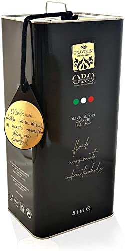Huile d'Olive Vierge Extra ITALIENNE de Gnavolini Raccolta Sapore | Bidon de 5 Litres | Huile Evo de Cuisine Extraite à Froid