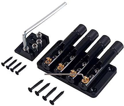 Alnicov Steg / Saitenhalter mit 4 Saiten, für Headless-Gitarre, Schwarz