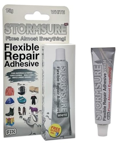 Stormsure Flexible Repair Adhesive White 15g Tube – All-Purpose, Ultra-Durable, Flexible, 100% Waterproof & Temperature Resistant