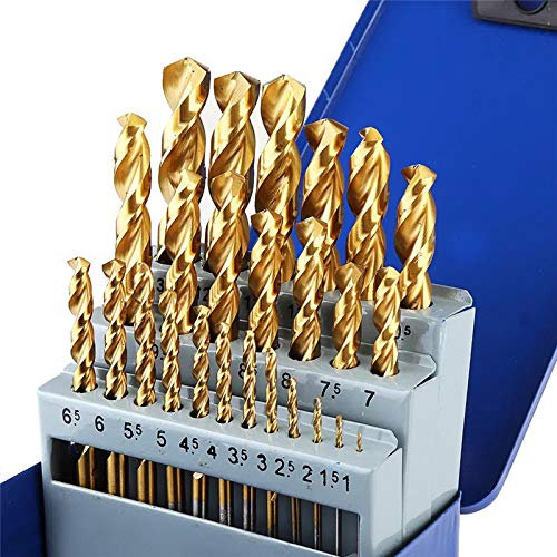 25Pcs Titanium Coated M42 Twist Drill Bit 8% High Cobalt HSS Drill Bit Set Industrial Grade 1-13mm for Stainless Steel Drilling
