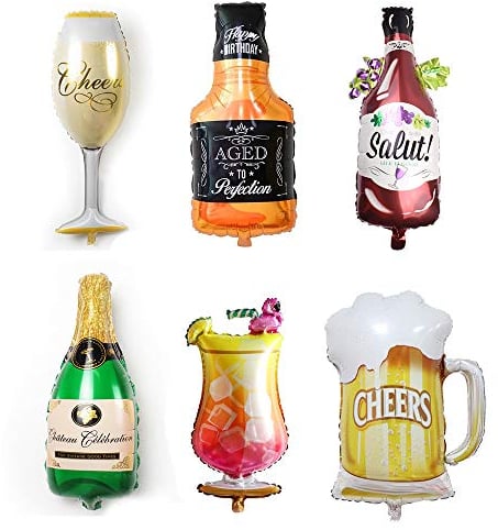 6 pezzi Palloncini Di Alluminio Champagne, Set di Palloncini Champagne, Palloncini Gonfiabili In Alluminio Riutilizzabili, Per Forniture per Decorazioni Nuziali per Matrimoni Estivi