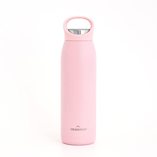 Grandties 700 ml Isolierte Sport Trinkflasche mit Auslaufsicherem Ergonomischem Deckel mit Griff - Doppelwandige Trinkflasche Edelstahl Hält bis zu 24 h / 12 h Heiß (Rosa), ZL001210702
