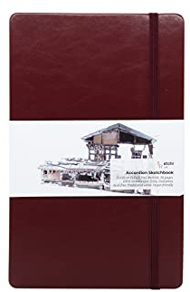 Etchr Aquarell-Skizzenbuch, Akkordeon, 12,7 x 20,3 cm, 100% Baumwolle, Aquarellpapier, Kaltpress-Aquarellpapier, Verwendung für Aquarell-Gouache-Mischmedien oder zum Skizzieren, Skizzenbuch für