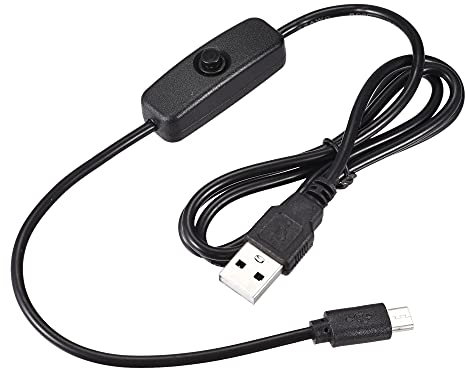 sourcing map USB Cable with ON/Off Switch, USB Male to Micro USB Male Extension Cord 1M, for LED Desk Lamp (Black, Pack of 2)
