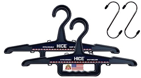 HICE Strapazierfähiger Standard-Kleiderbügel,2er-Set,68 kg Tragfähigkeit,langlebiges, schlagfestes Harz,für schwere Jagdausrüstung, Neoprenanzüge, Mäntel, Motorradjacken, sperrige Kleidung (schwarz)