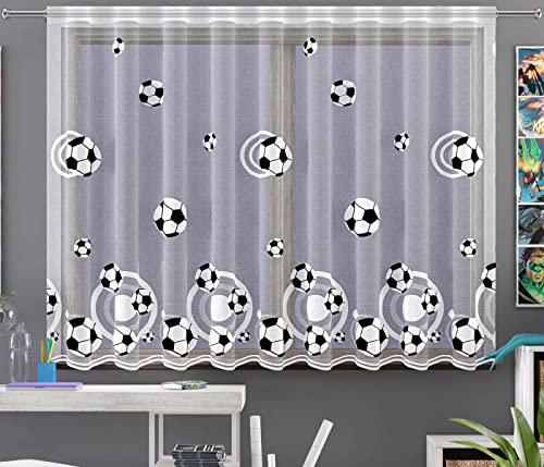MforStyle Kindervorhang mit Fußballmotiv, Fensterdekoration, viele Größen, 114 x 250 cm