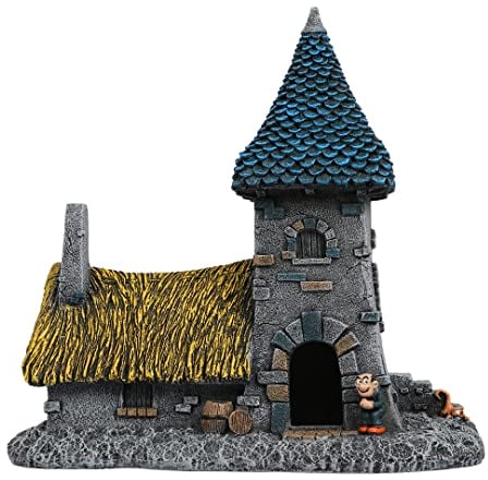 Aquadella Figur Die Schlümpfe Waldhaus Gargamel, hochdetailliert und hergestellt aus Polyesterharz, ungiftig und pH-neutral, für Süß- und Meerwasseraquarien