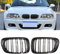HZTWFC 1 par de rejillas delanteras de riñón ABS para coche rejilla superior delantera malla brillante negro doble listón carreras de carbono para BMW 3 Series E46 1998 1999 2000 2001