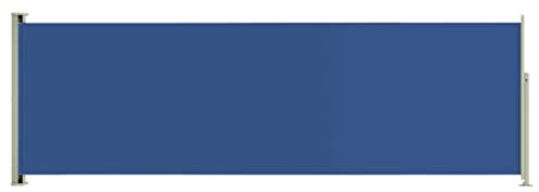 vidaXL Toldo Lateral Retráctil de Jardín Separador Terraza Balcón Pantalla Solar Viento Enrollable Función Retroceso Automático Azul 200x600 cm