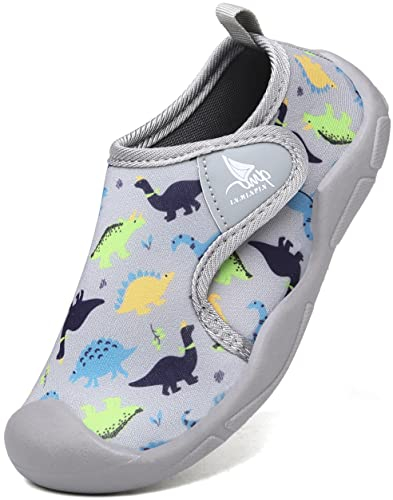 Pantofole da Casa Bambini Scarpe Interne a Maglia Ragazzi Ragazze Bimbo Scarpe Primi Passi Morbida Comode Scarpe da Sportivi,Dinosauro Grigio,21 EU.