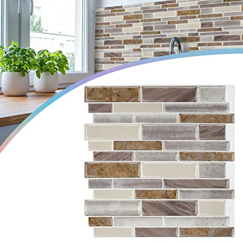 Froadp 10 Stück Fliesenaufkleber 3D Klebefliesen Selbstklebende Fliesen Schälen und Kleben Küchenrückwand Wandaufkleber Mosaikfliesen Wandsticker für Küche Bad Schlafzimmer (30x30cm, Gelber Marmor)