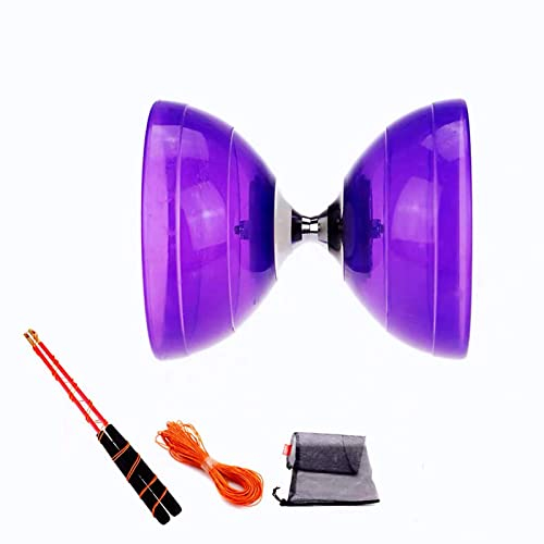 HH-CC Bol Transparent à Double tête Flexible à Triple roulement Diablo, Ensemble de Diabolo Yoyo Chinois à axe Vivant avec bâtons Diablo en Fibre de Verre, Sac de Transport et Cordes,E