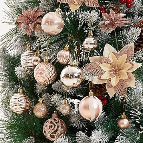 QQY Natale Balls Ornaments Set, 100 pz Palline di Natale Shatterproof Decorazione Albero di Natale Ornamenti per le decorazioni di Natale (Oro rosa)