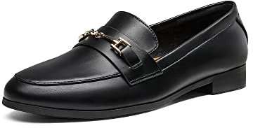 DREAM PAIRS Women's Loafers Leather Penny Loafers Fashion Comfortable Flats Shoes,Size 7,Black-PU,SDLS2312W