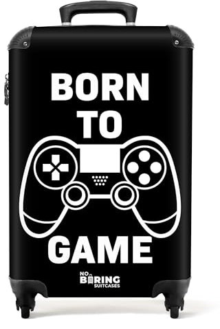 NoBoringSuitcases.com® Kinderkoffer Koffer Kinder Jungen Trolley Handgepäck Reisekoffer mit Rollen Geschenke - Zitat - Gaming - Controller - Koffer klein, 55x40x20