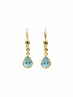 Damen Gold Schmuck 585 Gold Ohrringe Ohrhänger mit Aquamarin