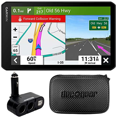 Garmin 010-02728-00 RVcam 795 7 RV GPS Navigator with Dash Cam Bundle with Deco Gear Dual DC12V/24V Electronic Multifunction Car Socket and 7 Inch Hard EVA Case with Zipper