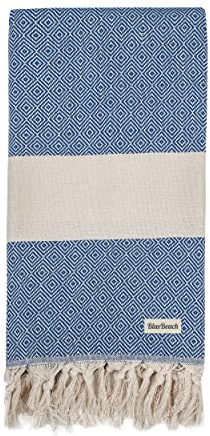Turkish Beach Towels - Beach Towels for Adults Extra Large 100x180cm - Turkish Hammam Peshtemal Towel - Super Absorbent, Quick Dry, Lightweight, Compact Towels for Travel Swimming Bath Gym (Blue, 1)
