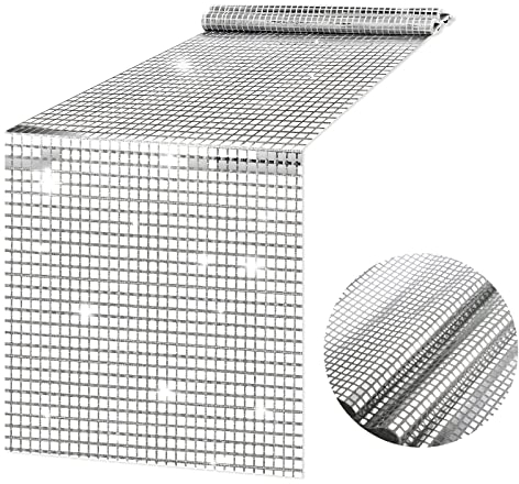 Bekeify Party Tischläufer 30 x 275 cm Silber Disco Glitter Paillette Tischläufer Tischdeko Dekoratives Tischband für Retro 70er 80er Jahre Disco Party Dekorationen Hochzeit Geburtstag Tanz Deko