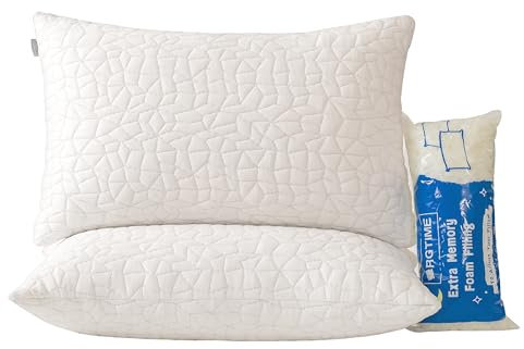 RGTIME Geschredderte Kissen aus Memory-Schaum, Queensize, 2 Stück
