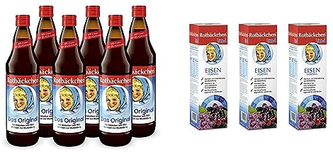ROTBÄCKCHEN Das Original 6er Pack (6 x 700 ml) & Vital Eisen Formel 3er Pack (3 x 450 ml) - Nahrungsergänzungsmittel mit Eisen und Vitamin C, B1, B2, B6 und B12