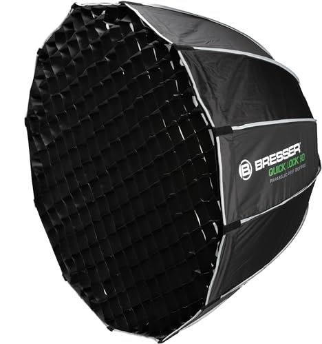 Bresser Quick Lock 90 Deep Parabolic Softbox, Professionelle Lichttechnik für Fotostudio, Parabolische Softbox mit Wabengitter, Diffusor und Bowens Anschluss, Ideal für Produkt- und Beautyfotografie