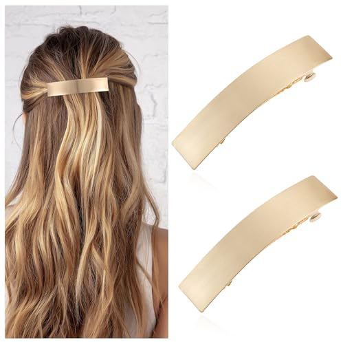 2 Stück Französische Haarspangen, Damen Haarspange, Haarclip Gold, Gold Dutt Haarspange Metall Haarhalter Clips Dekorativer Haarschmuck für Frauen und Mädchen (Gold2)