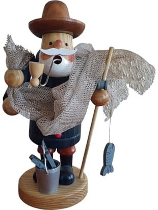 ys Räuchermännchen Räuchermann Räucherfigur Rauchfigur Angler/Fischer ca. 14 cm hoch aus Holz Weihnachten Advent Geschenk Dekoration (30174-14)