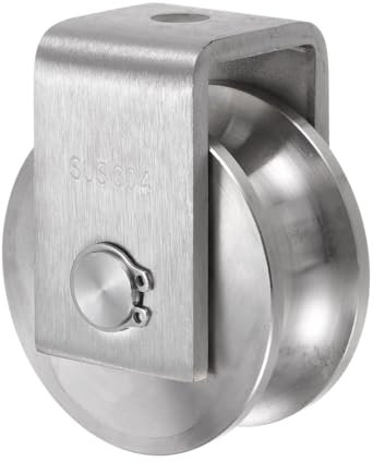 sourcing map U-Nut-Rad 304 Edelstahl, 68mm Durchmesser, Laufrollen-Riemenscheibe mit einer Traglast von 900 kg für Schiebetore, Industriemaschinen, Nutbreite 22mm