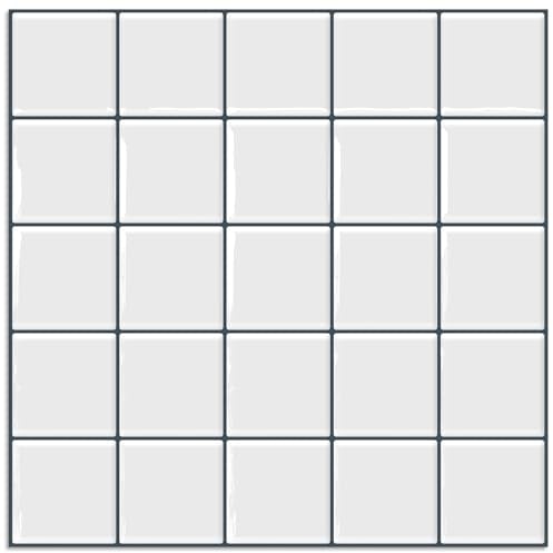 DEWOO Fliesenaufkleber Metro Wandfliesen Fliesen Klebefliesen Weiß Selbstklebende Quadratische Küche Bad (30.5 x 30.5cm 10-Stück)