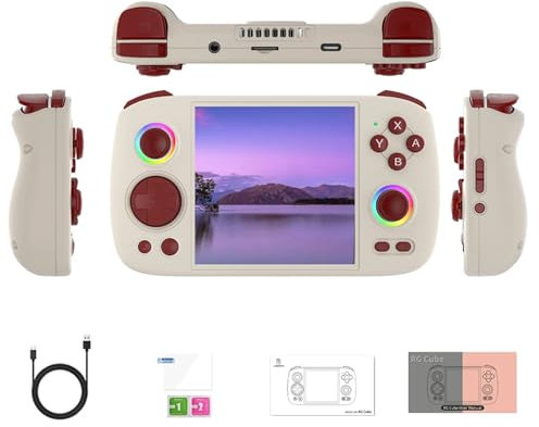Meiurlex RG Cube - Consola de juegos portátil con efecto de iluminación RGB, procesador Android Unisoc T820 8+128G de 3.95 pulgadas, pantalla IPS de 3.95 pulgadas, compatible con Bluetooth, WiFi (sin