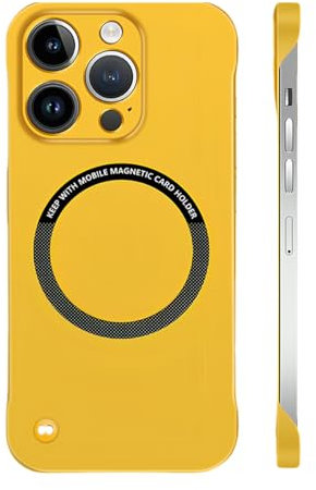 Frameless Matte Ultra Thin Magnetic Case for Iphone 16 Pro Max, 16/15/14/13, Hard Pc Slim Case Compatible with Magsafe (Yellow,for iphone 15 pro max)