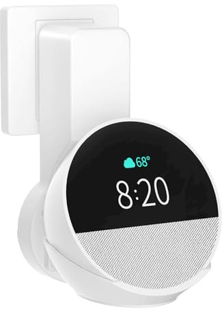 Wandhalterung für Echo Spot (2024 Release), Halterung für Echo Spot, Keine Schrauben oder Bohrungen erforderlich, platzsparendes Spot Zubehör mit Kabel versteckte Lagerung (WL803), weiß