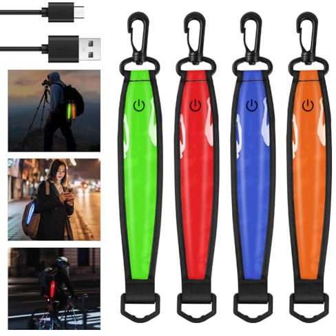 flintronic 4PCS LED Blinklicht Schulranzen, LED Blinklicht Reflektierende Anhänger, wasserdichte Sicherheit Licht Reflektor Anhänger für Schulranzen, Rucksack, Laufen
