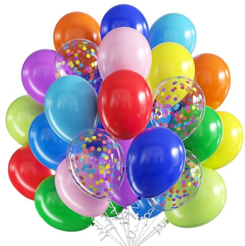 Luftballons Bunt,60pcs 12 Zoll Bunte Luftballons,Bunt Latex Ballons Geburtstag,Helium Bunte Luftballon für Geburtstag Hochzeit Verlobung Neujahr Partydeko