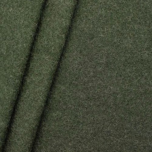 STOFFKONTOR Walkloden Wollstoff Meterware, 100% Wolle, Farbe Jäger-Grün, Isolierend & Beidseitig verwendbar, ca. 140 cm breit, ca. 350 g/m²