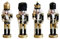 Hängende Ornament-Figuren Gold & Schwarz Glitzer Weihnachten Holz Soldat Nussknacker Baumschmuck