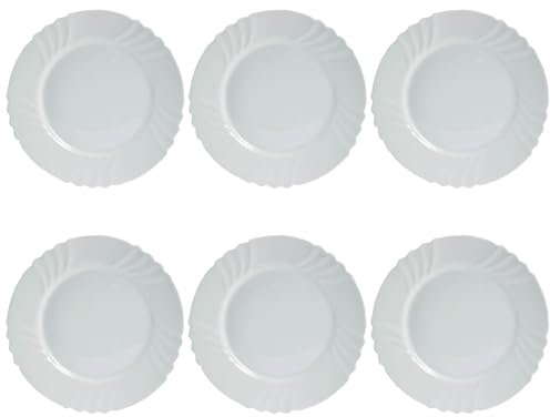 UNIQUE HOME LIVING Dinner Plates Set of 6, 10 Inches White Large Dinner Plates, Scratch Resistant Opal Glass Dinnerware Set, Dishwasher and Microwave Safe, 25.5cm Serving Plate for Main Course