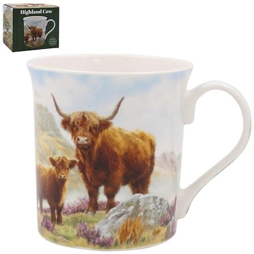 The Leonardo Collection Highland Cow Mug Macneil Studios, Tea and Coffee Mugs for Hot Drinks | Fine China Printed Mugs for Kitchen & Home | Reusable Ceramic Cups for Every Occasion