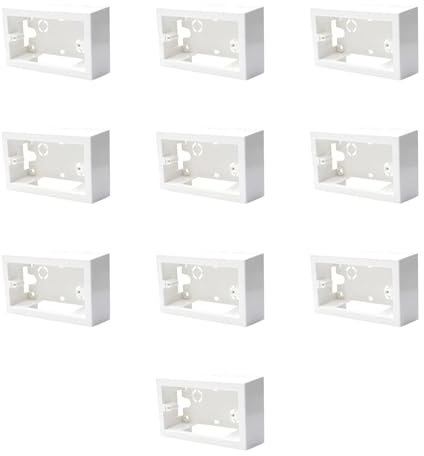Confezione da 10 scatole 504 esterna, da parete, 4 moduli/posti, colore bianco, universale, compatibile con tutte le serie civili, per prese, interruttori, sensori, montaggio esterno