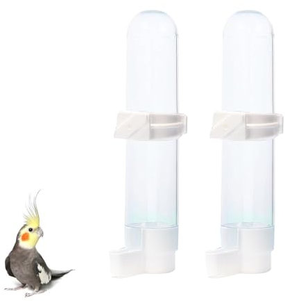 2 Stück Automatische Vogeltränke für Papageien Wellensittiche Sittiche Nymphensittiche Vogelkäfigtränke Hängende Wasserflasche mit 120 ml Fassungsvermögen Weiß