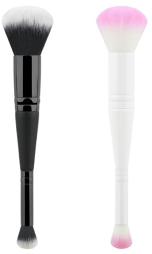2 Pcs Pinceau Fond de Teint pour Maquillage du Visage, Pinceau Fond de Teint Parfait Pour le Mélange Liquide, Pinceau Estompeur, Pinceau Blush pour Maquillage Liquide, Crème, Fond de Teint Poudre